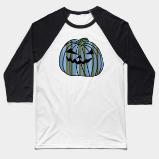 Blue Green Stripes Halloween Horror Pumpkin Baseball T-Shirt